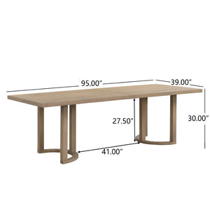 English Elm 95 Inch Rectangular Dining Table Seats Eight with Trestle Base in Light Ash Finish N771P388973A