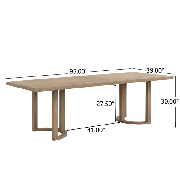English Elm 95 Inch Rectangular Dining Table Seats Eight with Trestle Base in Light Ash Finish N771P388973A