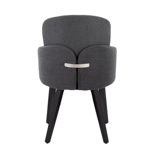 English Elm Dahlia Modern Dining Chair Set Of 2 - Stylish Black Wood, Grey Fabric & Chrome Accents For Dining Room B202S01208