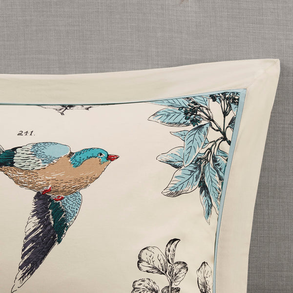 JLA Home Madison Park - 7 Madison Park Quincy Cotton Twill Comforter Set – 7pc cottage leaf & bird print, OEKO‑TEX, breathable, reversible styling MP10-760
