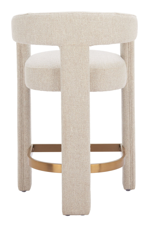 Zuo Modern Saiko Counter Stool Beige - Modern Boho-inspired Design In Premium Fabric For Versatile Elegance Beige 100% Polyester,Plywood,Steel 110649-zuo-modern