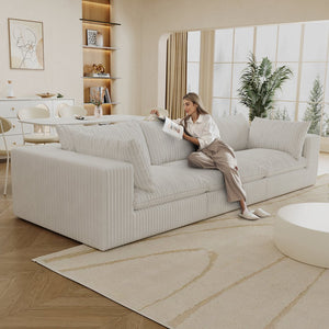 English Elm 118.2" Modular Cloud Sofa - Cozy Corduroy, Deep Cushions, No Assembly, Customizable For Any Space! W2824S00094
