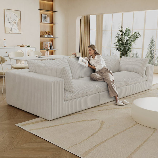 English Elm 118.2" Modular Cloud Sofa - Cozy Corduroy, Deep Cushions, No Assembly, Customizable For Any Space! W2824S00094