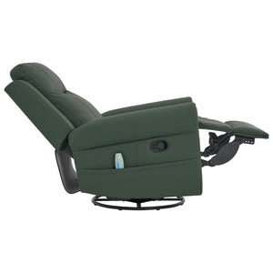 English Elm Manual Swivel Rocker Recliner Pu Leather Chair with Massage Heating and Pocket Spring Support Green N763P363558F