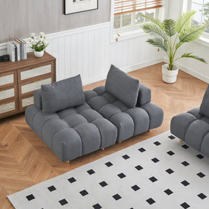English Elm 90 Teddy Sofa 90in Plush Apartment-Ready 3-Seater with Solid Wood Legs, Sponge Cushions, Cozy Appeal Gray W1658S00070