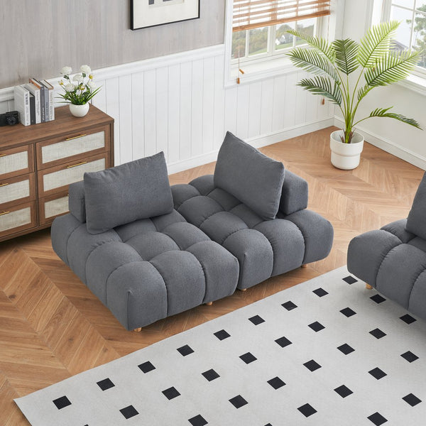 English Elm 90 Teddy Sofa 90in Plush Apartment-Ready 3-Seater with Solid Wood Legs, Sponge Cushions, Cozy Appeal Gray W1658S00070