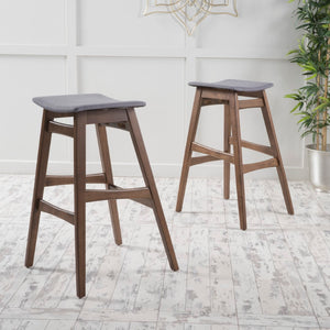 Christopher Knight Home® - Noble House - Emmaline Dark Grey Fabric/ Walnut Finish Bar Stool - Set Of 2