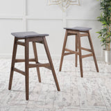 Christopher Knight Home® Dark Grey Fabric/Walnut Bar Stool Set (2 pcs) - Mid-Century Modern Design