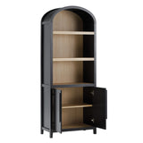 Chantelle Modern Arched Bookcase with Statement Wood Cabinet Pulls Black WECHA41OS2BL0 Walker Edison