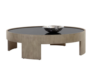 Sunpan Brunetto Coffee Table - Stylish Modern Design with Top Grain Leather Upholstery and Durable Frame Ash Grey, Ash Grey