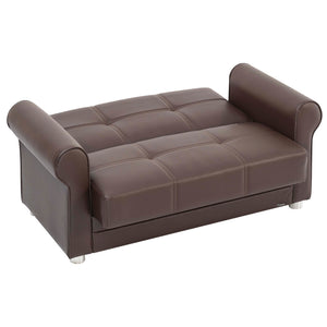 English Elm PrimeNest Ithara convertible upholstered loveseat with storage, sleeper sofa, leatherette comfort and sturdy design Brown PU B030P281717