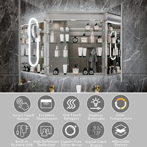 English Elm 30*32 Inch Led Medicine Cabinet with Anti-fog Gfci Outlet and Stepless Dimming Mirror W637P349459
