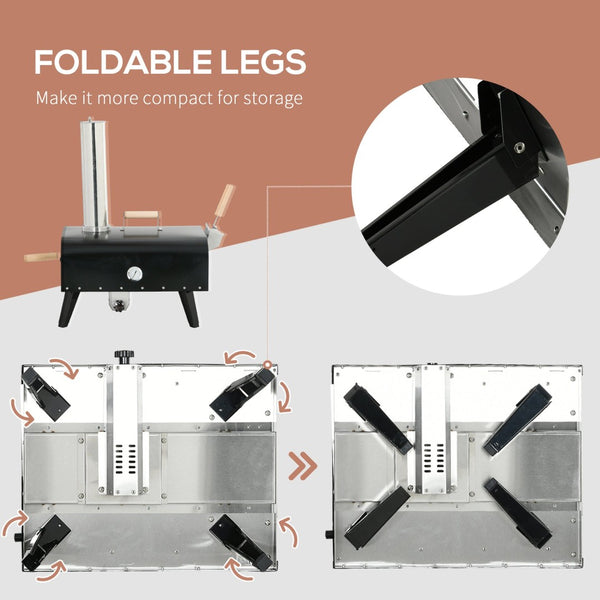 English Elm Outsunny Wood Pellet Pizza Oven Portable Rotating Stone Stainless Backyard Grill W2225P175531