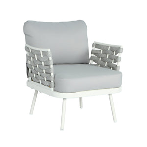 English Elm Christopher Knight Home® - Mariano Outdoor 4-Piece Conversation Set with Hand-Woven Rope, Water-Repellent Cushions, Durable Frame Off-White+Grey N773OC00027A