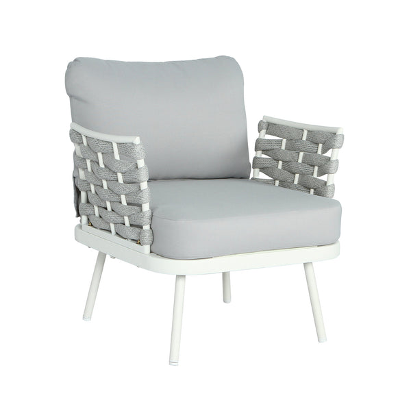 English Elm Christopher Knight Home® - Mariano Outdoor 4-Piece Conversation Set with Hand-Woven Rope, Water-Repellent Cushions, Durable Frame Off-White+Grey N773OC00027A