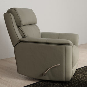 English Elm Oslo Manual Glider Recliner Mineral - Genuine Leather Swivel & Glide, High-Density Foam Comfort PMID B339P410137
