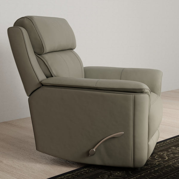 English Elm Oslo Manual Glider Recliner Mineral - Genuine Leather Swivel & Glide, High-Density Foam Comfort PMID B339P410137