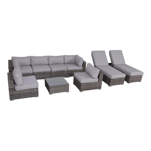 English Elm Fully Assembled 9-Piece Rattan Wicker Patio Seating Set With Cushions For 8 – Ultimate Comfort! B120S00274
