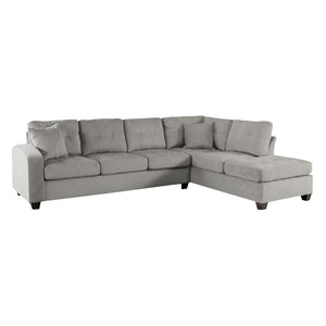 English Elm 2-piece Tufted Microfiber Sectional Reversible Chaise Pocket Coil Modern Living Room Taupe B011S01324