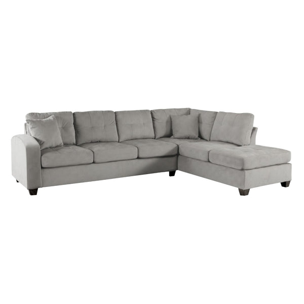 English Elm 2-piece Tufted Microfiber Sectional Reversible Chaise Pocket Coil Modern Living Room Taupe B011S01324