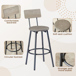 English Elm Pub Industrial Style 7-Piece High Dining Set with Steel Frame, PU Padded Bar Chairs, Adjustable Feet Grey W1668P193689