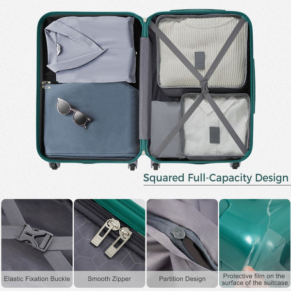 English Elm Luggage Sets 3 Piece Abs Hardshell Spinner Suitcase Collection with Tsa Lock Dark Green N726P281629W