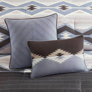 English Elm 8-piece Queen Comforter Set Geometric Lodge Style Polyester Fill Bedroom Bedding B035P472705