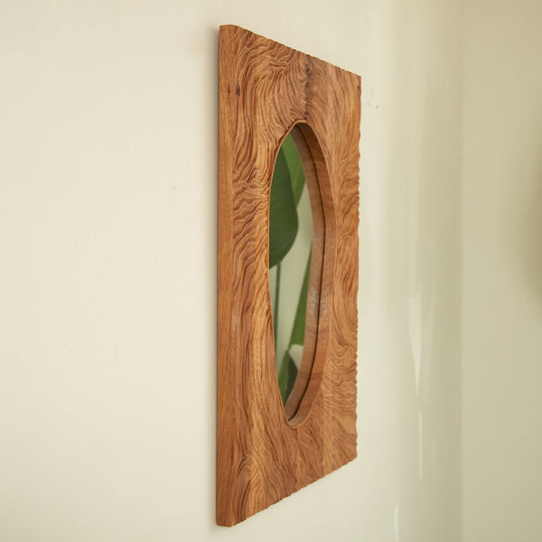 English Elm 20'' Timeline Mirror Rustic Rosewood Wall Mirror with Irregular Edge, Antique Grain, D-Ring Mounting, Versatile Decor W2615P346482