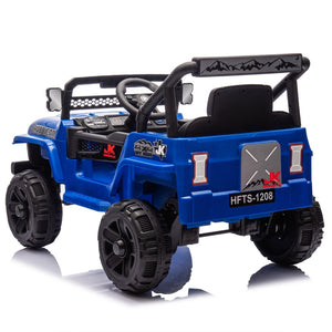 English Elm 12v Kids Electric Ride on Truck with Parental Remote Four Wheel Suspension and Led Lights Blue W1578P187460