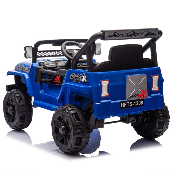 English Elm 12v Kids Electric Ride on Truck with Parental Remote Four Wheel Suspension and Led Lights Blue W1578P187460