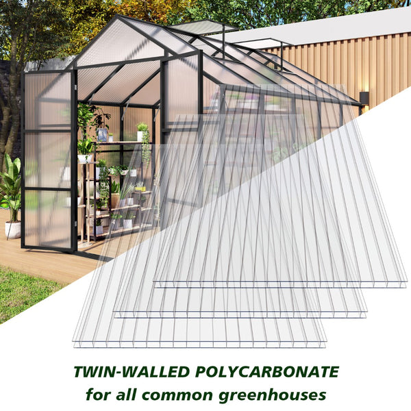 English Elm 10 Pack Twin Wall Polycarbonate Greenhouse Panels Uv Blocking Insulated Roofing Sheets W3213P460532