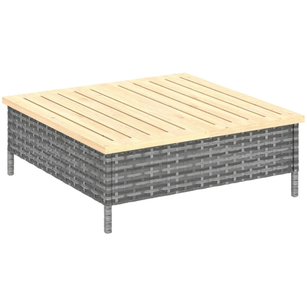 English Elm End Table Outdoor Woven Pe Rattan and Fir Wood Patio Side for Deck or Balcony T3971P444196