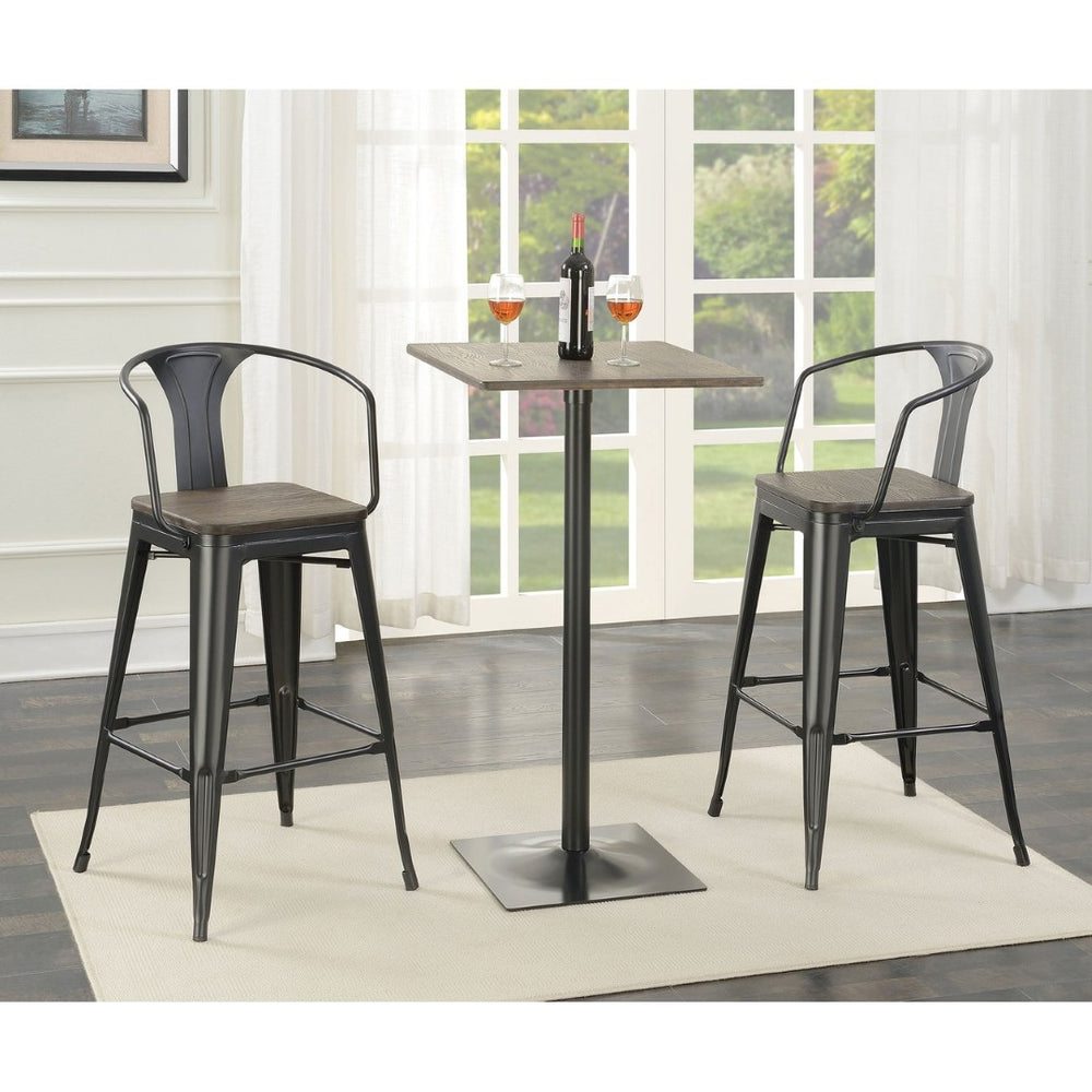 English Elm Staccato Bamboo and Steel 3 Piece Bar Set with Industrial Charm for Compact Dining B062S01458