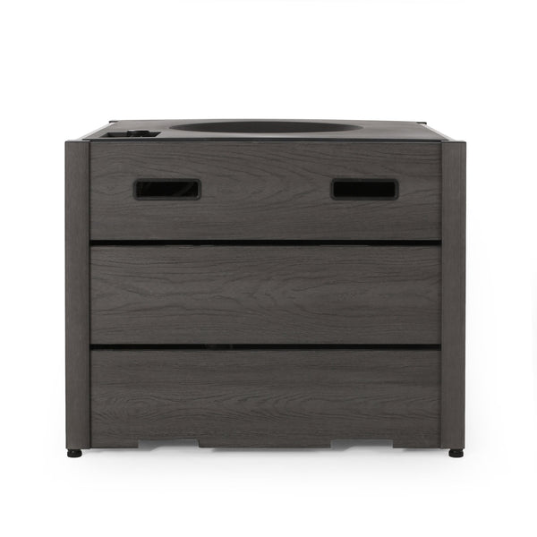 English Elm Christopher Knight Home® - ARCHIE Modern Square WPC Fire Pit Base with Durable ABS Steel Frame and Weather-Resistant Decking Finish Gray 69741.00WPCGRYBSE-40K