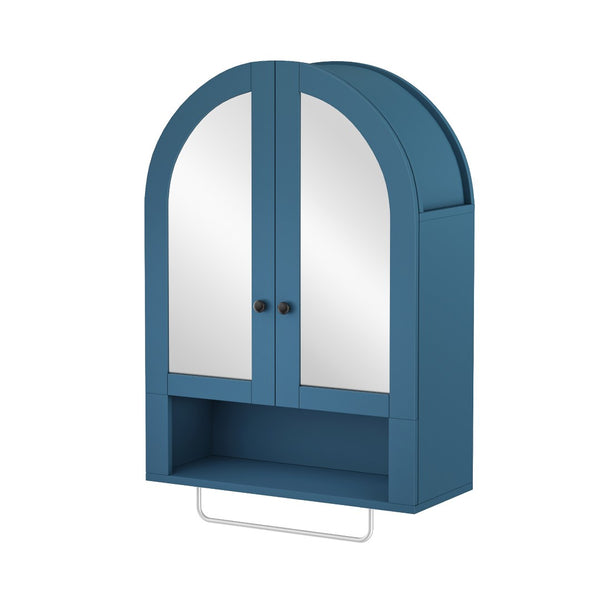 English Elm Wall Mounted Arched Cabinet Tempered Glass Doors Led Lighting Adjustable Shelves Bathroom Turquoise T3210P471558