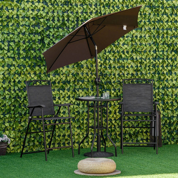 English Elm Outsunny Compact 4-Piece Outdoor Dining Set With Adjustable Umbrella & Folding Chairs For Small Spaces W2225P200652-GIGA