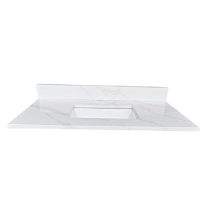 English Elm 37-inch Carrara Quartz Vanity Top Undermount Sink Marble Veined Stain Resistant Bath W2699P459405