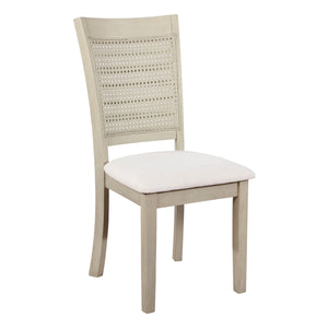 OSP Home Furnishings Walden Cane Back Dining Chair  - Set of 2 Linen / Antique White