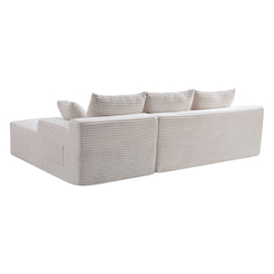 English Elm 106.3" Jumbo Corduroy L-shaped Sectional Deep Seat Sofa No Assembly Modern Living W5515S00040