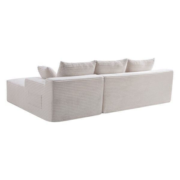English Elm 106.3" Jumbo Corduroy L-shaped Sectional Deep Seat Sofa No Assembly Modern Living W5515S00040