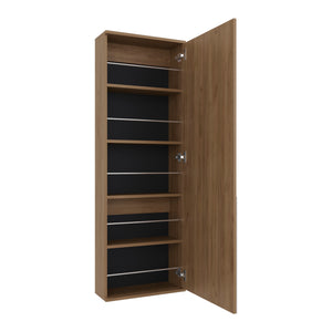 English Elm FM Queen Creek Shoe Rack with Mirrored Door, 5-Shelf Vertical Shoe Cabinet, Space-Saving Modern Oak Finish B128P293869