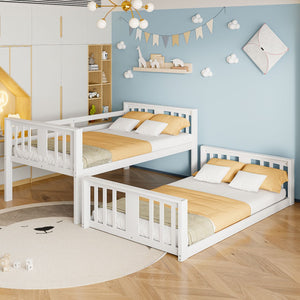 English Elm Twin Over Kids Bunk Bed Solid Pine Frame Gray Finish with Safety Guardrail N708P242163K