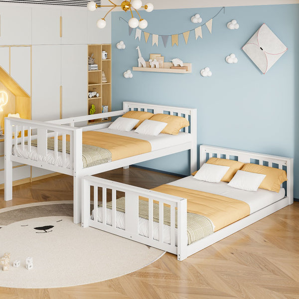 English Elm Twin Over Kids Bunk Bed Solid Pine Frame Gray Finish with Safety Guardrail N708P242163K