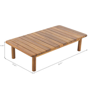 English Elm Canape Solid Acacia Wood Outdoor Conversation Set Sculptural Teak Finish Patio Seating N773OC00090T