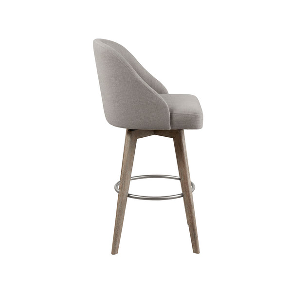 JLA Home Madison Park - Bar Stool Madison Park Pearce Swivel Counter Stool with Upholstered Barrel Seat, Reclaimed Gray Finish MP104-1052