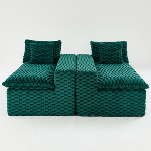 English Elm Luxury Turtle Velvet Multifunctional Sofa - Convertible Green Modular Seating for Family, 400lb Capacity W3371S00043