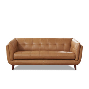 English Elm Solana Caramel Leather Bench Seat Sofa with Top-Grain Upholstery, Pocketed Coils & Memory Foam Comfort B2705P297787
