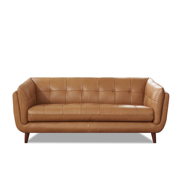 English Elm Solana Caramel Leather Bench Seat Sofa with Top-Grain Upholstery, Pocketed Coils & Memory Foam Comfort B2705P297787