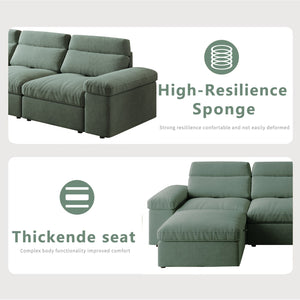 English Elm This modular cloud sofa offers adjustable reclining back, down-filled cushions, hidden storage and plush comfort for modern spaces Dark Green W3820S00006