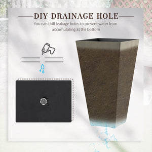 English Elm Outsunny Set Of 3 Modern Tall Gray Planters With Drainage Holes - Stylish Indoor/Outdoor Pots! W2225P174508-GIGA